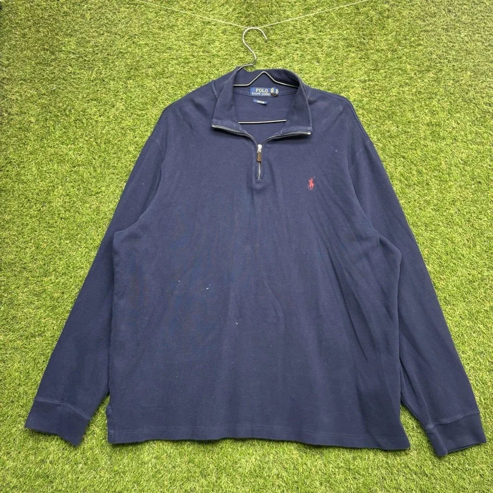 Polo Ralph Lauren Sweater Mens XL 1/4 Zip Mock Neck Pony Estate Rib Pullover